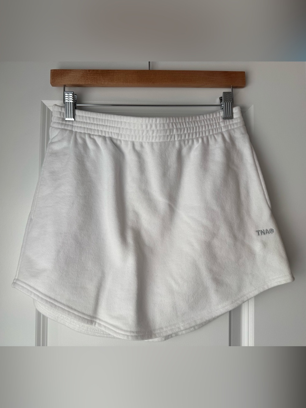 TNA by Aritzia White SweatFleece Terry Skirt